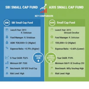 Comparison of SBI Small Cap Fund vs Axis Small Cap Fund performance and returns in 2025 for SIP investors” width=